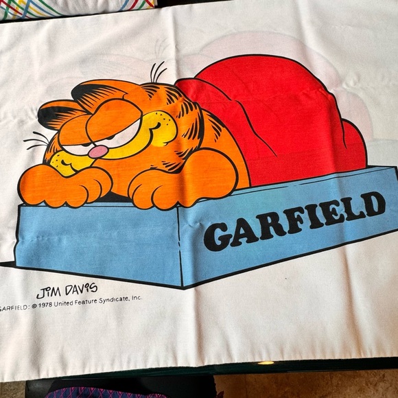 Vintage Garfield Cat 1978 Twin Flat And Fitted Sheet and 1 Pillow Case set - Picture 2 of 16